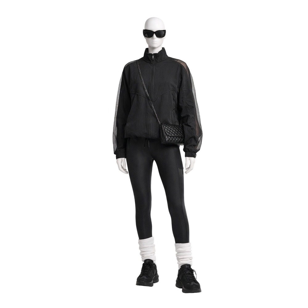 Alo Yoga‎ Black Mesh Panel Track Jacket Full Zip Athletic Lightweight Xs S